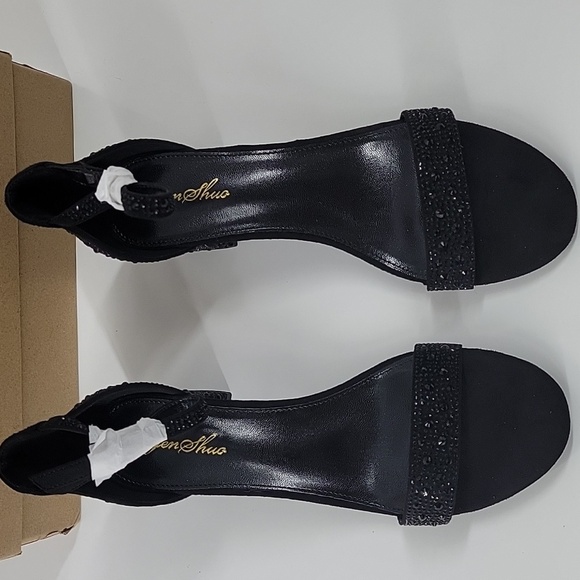 Black Glitter Block Heel Sandals NEW - Picture 13 of 16